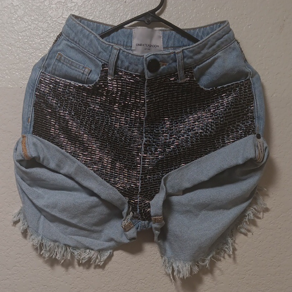 One Teaspoon Black and Blue Women Shorts